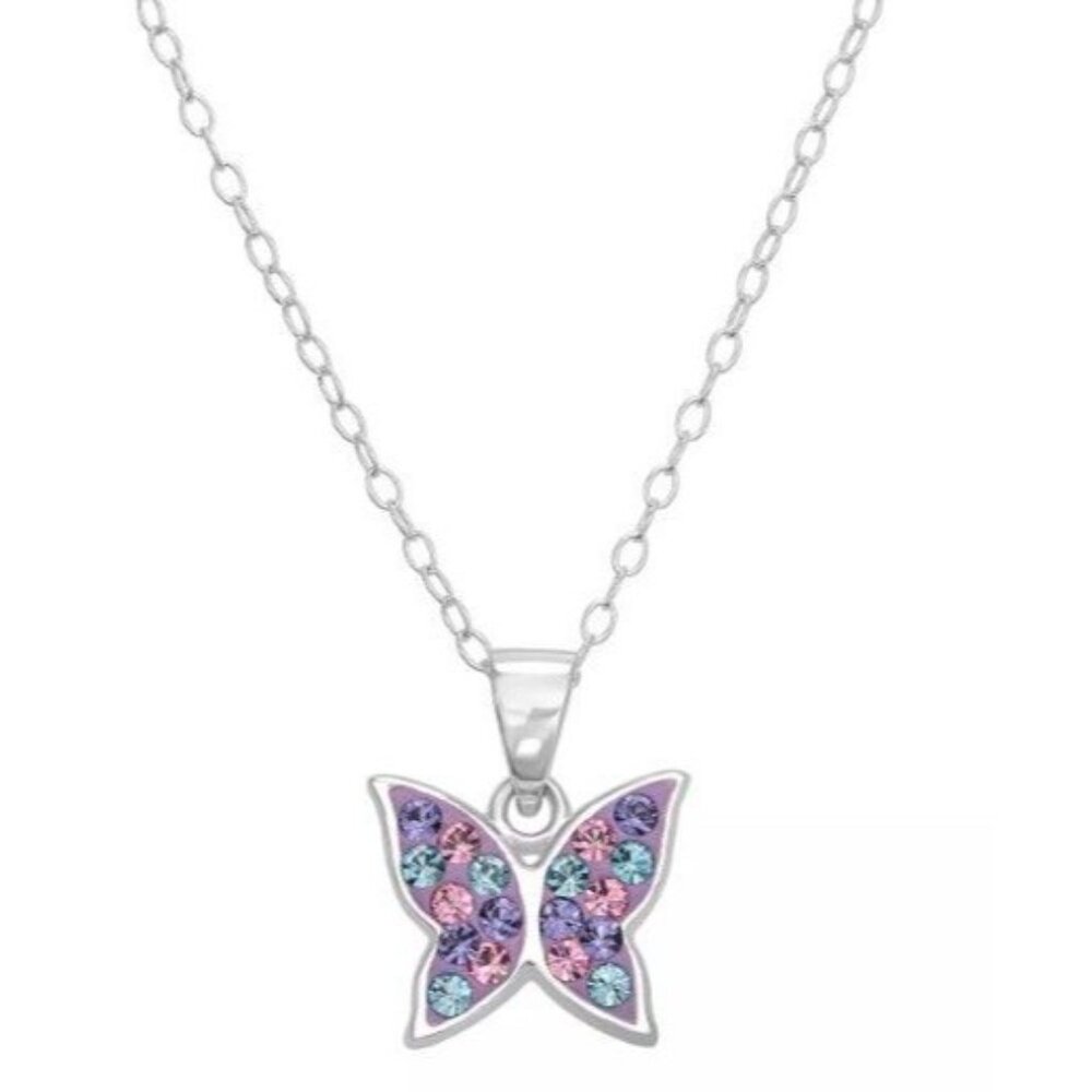 NEW Crystal Butterfly Pendant Necklace by Charming Girl
